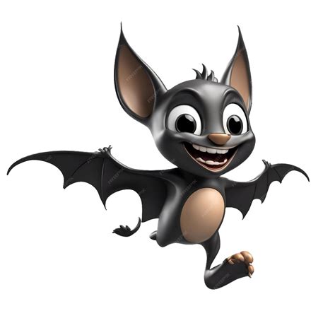 Premium Photo Happy Bat Cartoon Flying On A White Backdrop Produced By Ai