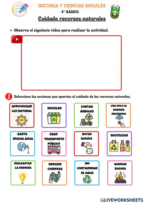 Cuidemos Los Recursos Naturales Interactive Worksheet Tecnicas De