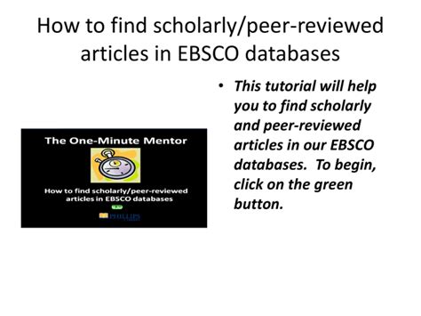 How To Find Scholarlypeer Reviewed Articles In Ebsco Databases