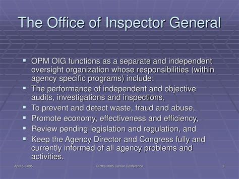 PPT - U.S. Office of Personnel Management Office of Inspector General ...