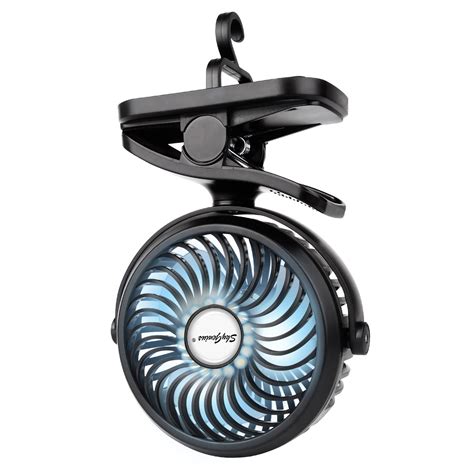 Skygenius Rechargeable Camping Fan With Led Lights Clip On Mini Fan