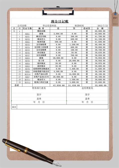 免费财务会计现金日记账Excel模板 免费财务会计现金日记账Excel下载 脚步网