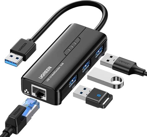 Ugreen 4 In 1 Usb Hub To Ethernet Adapter Gigabit Usb Ethernet Hub To