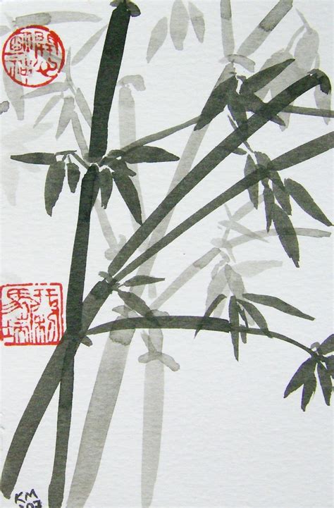 Bamboo Original Chinese Brush Painting by SilentLotusCreations