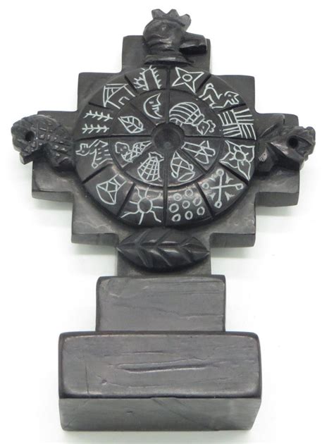 Carved Stone Chakana Inca Calendar Jaguar Condor Snake Coca Leaf Hand ...