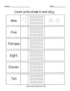 Free printable worksheets on Counting and Tallying.