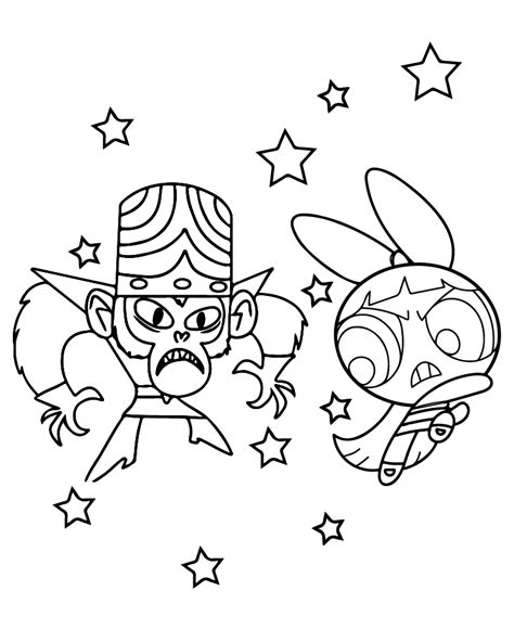 Powerpuff Girls And Mojo Jojo Coloring Page