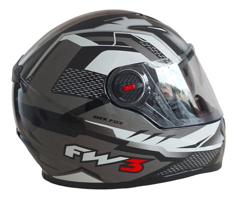 Capacete Moto Fw Gtx Fox Grafite Oculos Interno Fechado Parcelamento