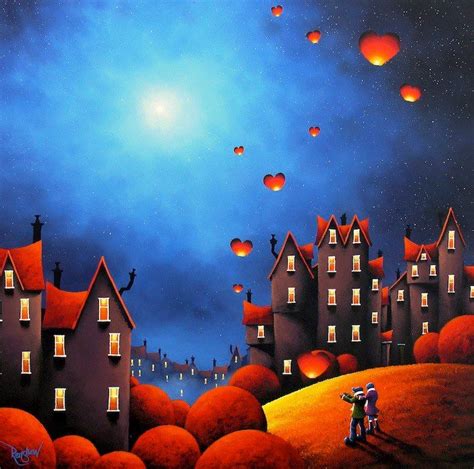 Sky Lanterns David Renshaw Artist Romantic Paintings Naive Art