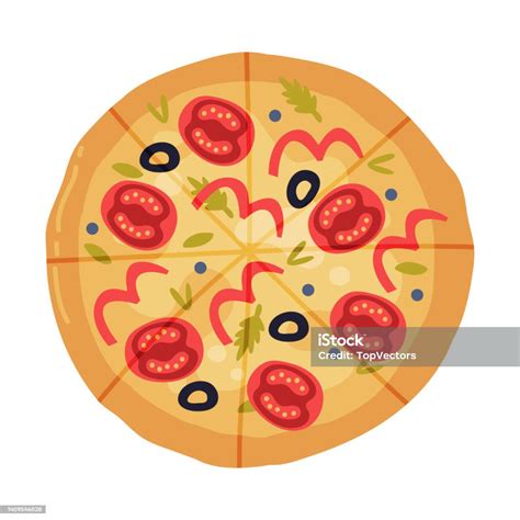 Appetizing Italian Pizza As Round Hot Dough Topped With Tomato And