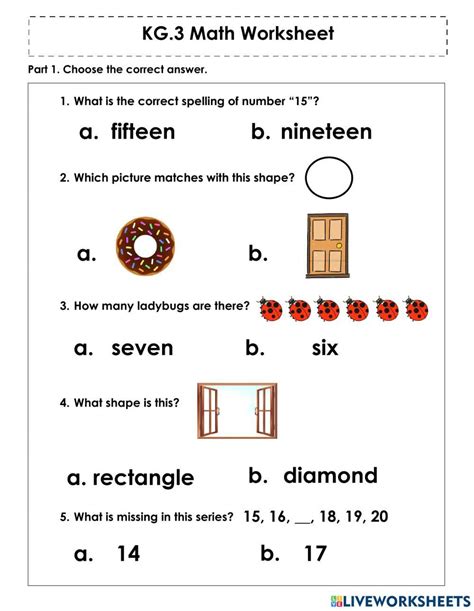 Kg3 Math Worksheet Interactive Worksheet Live Worksheets