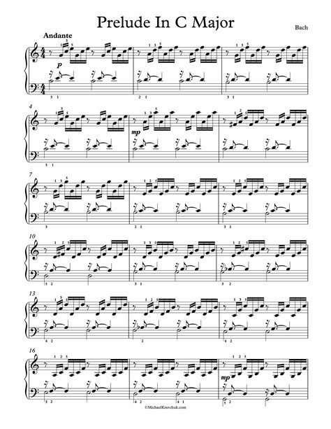 Bach Prelude In C Major Free Sheet Music