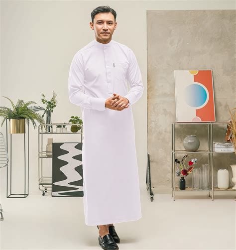 2024 Mens Islamic Jubba Thobe Solid Color Vintage Stand Collar Long