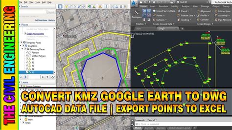 How To Convert Kmz Google Earth To Dwg Autocad File Convert Kmz To