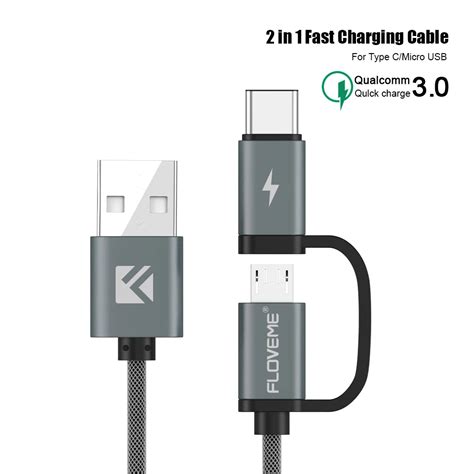 Floveme In Qc Micro Usb Type C Cable Fast Charging Type C