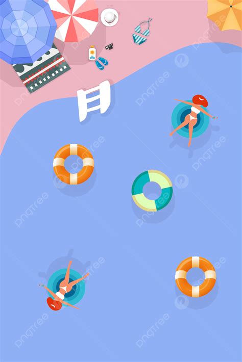 Flat Summer Pool Poster Background, Flat, Simple, Cartoon Background ...