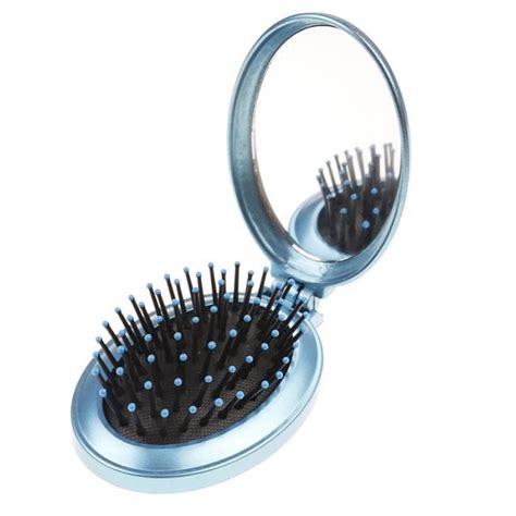 BROSSE MANUELLE Bleu Mini Peigne Miroir Portable Pliable Pour Filles