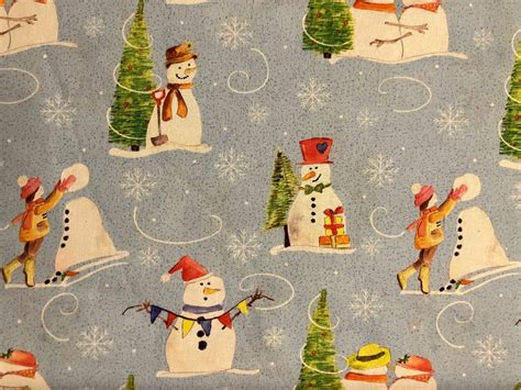 Snowman Fabric, Christmas Snowman, Christmas Fabric, 100% Cotton Fabric ...