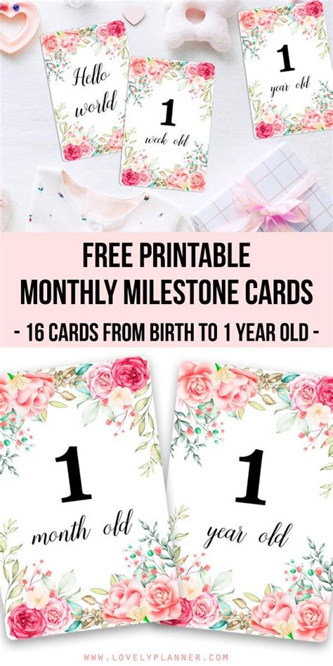 Free Printable Baby Milestone Cards Shabby Chic Flowers Artofit