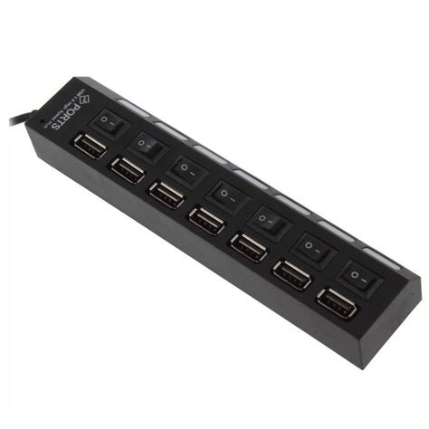 Hub Usb 2 0 7 Portas Led 480 Mbps Preto Desconto no Preço