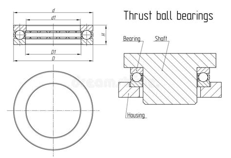 Thrust Ball Bearings General Drawing And Assembly Scheme Vector