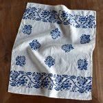 Hand Printed Artisan Tea Towel Thistles Allora