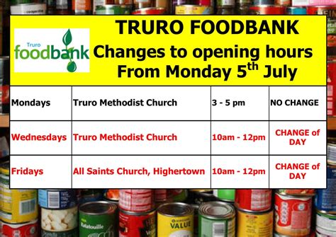 Changes to opening times | Truro Foodbank