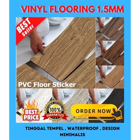 Jual Lantai Vinyl Flooring Kayu Stiker Lantai Uk X Cm Tebal