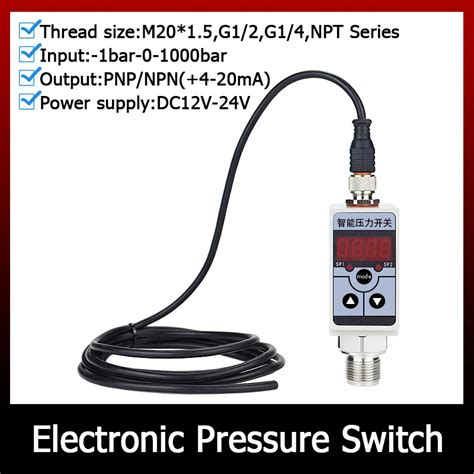 Intelligent Electronic Pressure Switch LED Display 2 Way PNP NPN 4 20mA