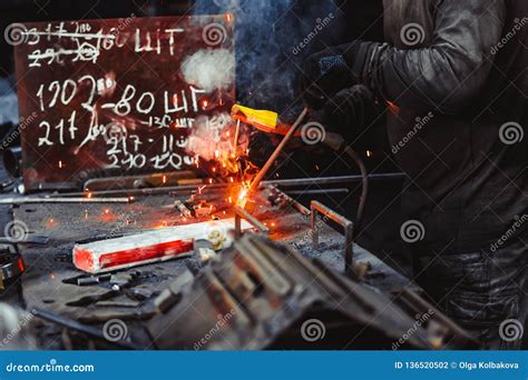 Metal Cutting with Acetylene Torch Stock Photo - Image of construction ...