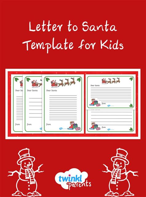 Letter To Santa Printable Template For Kids