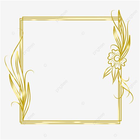 Golden Frame Ornaments Hd Transparent Golden Wedding Frame Ornament