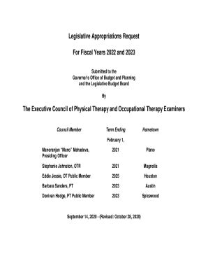 Fillable Online Legislative Appropriations Request For Fiscal Years