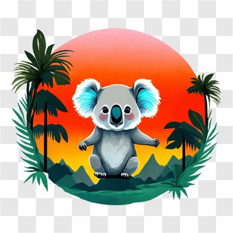 Descarga Oso Koala De Dibujos Animados Disfrutando Del Atardecer En Un