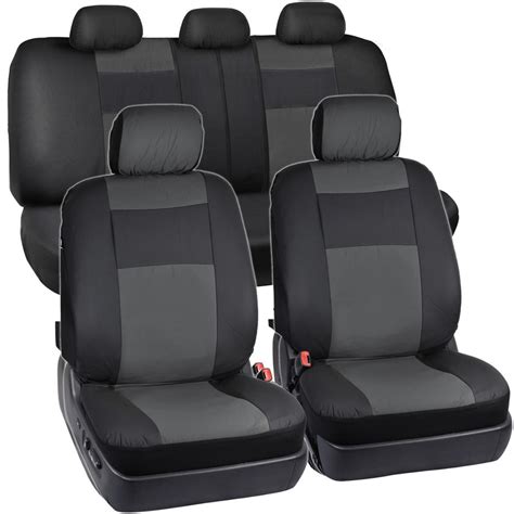 Synthetic Leather Car Seat Covers Black Charcoal Gray Full Set Protection Ebay