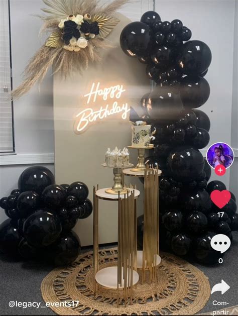 Black And Gold Birthday Party Decorations With Balloons