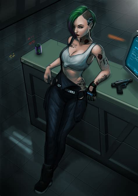 Wallpaper Handgun Cleavage Digital Art Cyborg Video Game Girls Tattoo Undercut Hairstyle