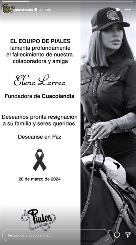 De qué murió Elena Larrea fundadora de Cuacolandia