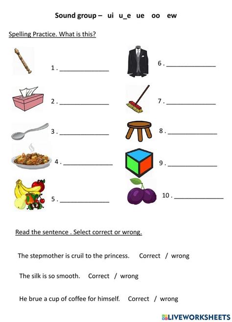 Group Sound Ue Ew Oo Ui U E Worksheet Worksheets For Grade 3 Phonics Aba Teaching