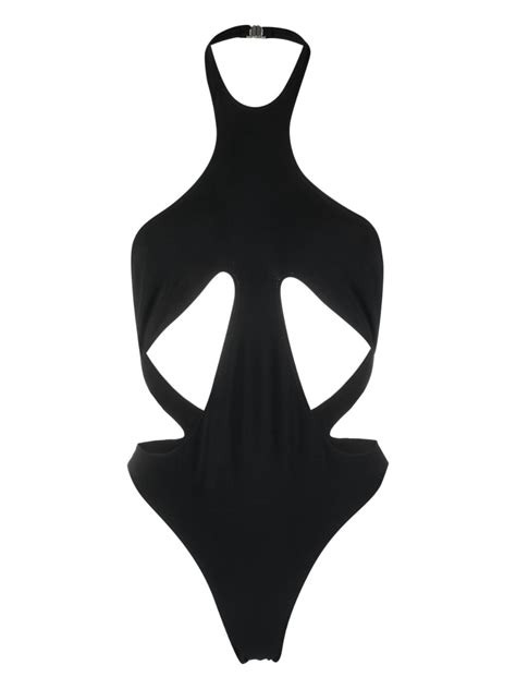 Mugler Halterneck Cut Out Swimsuit Farfetch