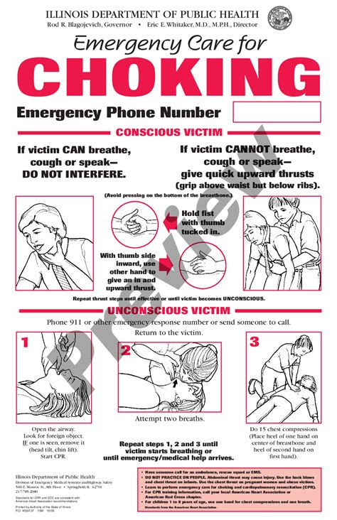 Rockford Illinois Emergency Care For Choking Poster Emergency Care For Choking Poster Us