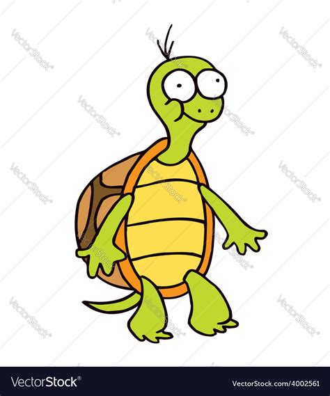 Turtle cartoon smiling funny character Royalty Free Vector