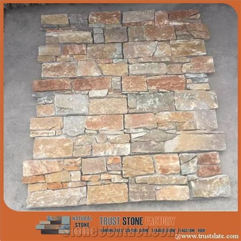 Rust Quartzite Veneer Stone Beige Quartzite Cultured Stone Sunshine