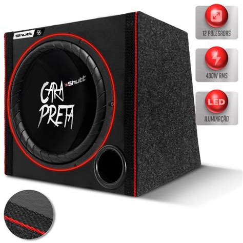 Caixa De Som Shutt Boss Bass W Subwoofer Cara Preta Pol Dutada