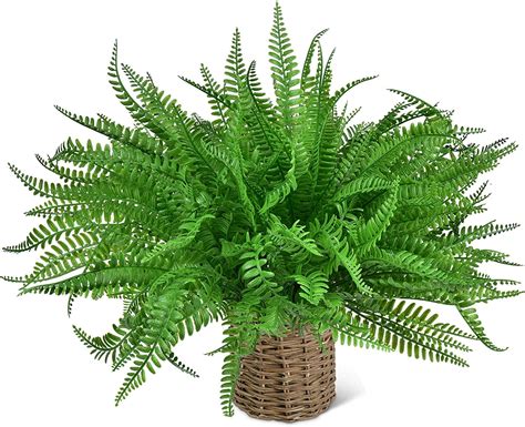 Zukuco 4pcs Artificial Ferns Plants Fake Shrubs Boston Fern Bush Plant