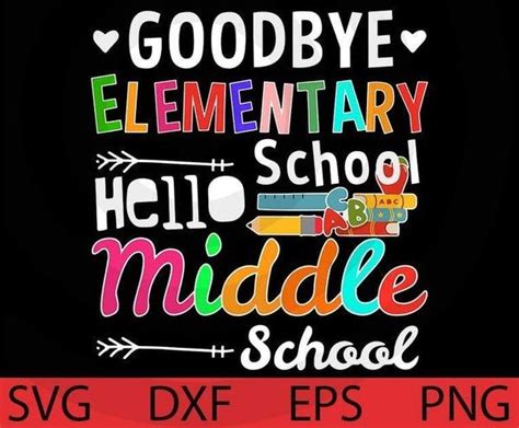 Hello Middle School Graduation Elementary School T-Shirt Customizable Layered Svg, Svg Eps Png ...