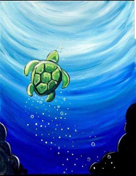 Sea turtle | Mini canvas art, Diy canvas art painting, Diy art painting