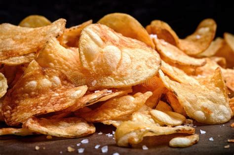 Close Up Of Pile Of Crunchy And Salty Chips Stock Illustration