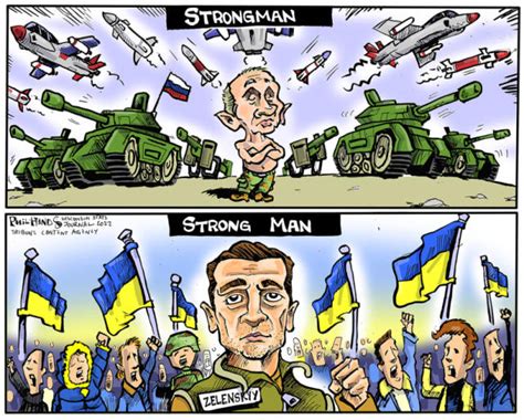 Cartoons About Zelensky S Bravery In Standing Up To Russia