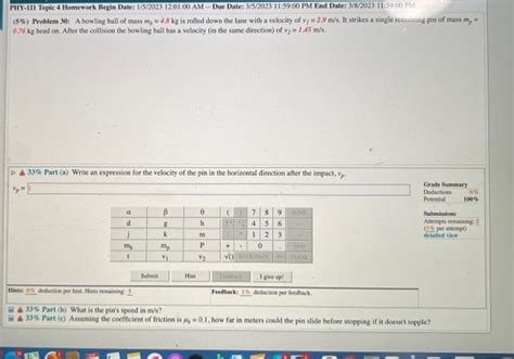 Solved F Problem A Bowling Ball Of Mass Mp Kg Chegg